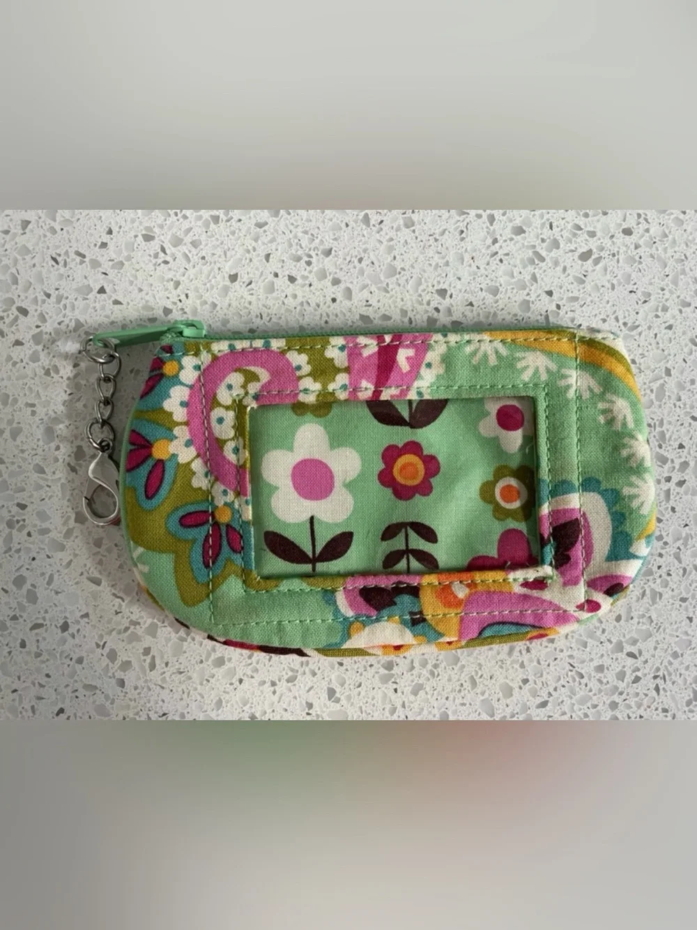 Vera Bradley Mint Floral Zip Cosmetic Bag